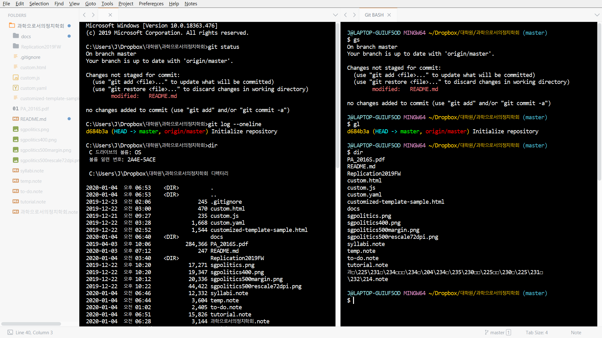 cmd versus Git BASH